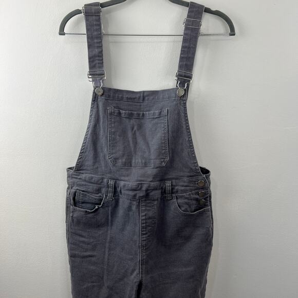 WE WORE WHAT Gray L Denim Overalls Cotton Suspender Button High Rise Skinny Leg - Picture 4 of 10